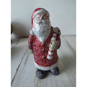 Vintage foil Santa candy cane figurines statue faux chocolate Xmas decor